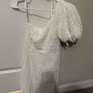 Petal & Pup White Sequin Khloe Mini Dress